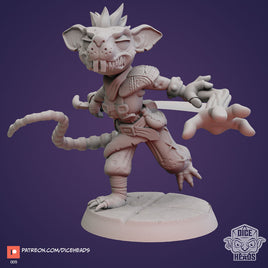 Zoontails - DHZ1005 - Ratfolk Wizard Rogue - 30mm - Resin - As shown With Base