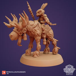 Zoontails - DHZ1068 - Mounted Moose and Frost Druid Hare - 50mm - Resin - As shown With Base