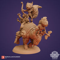 Zoontails - DHZ1071 - Bull and Squirrel Barbarians - 85mm - Resin - As shown With Base