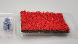 JHT - Rose Red Hand-Torn Flower Clusters - Self Adhesive Grass Tufts - 10mm x 58mm x 85mm