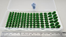 JHT - Dark Green Model Grass Clusters - Self Adhesive Grass Tufts - 5mm height x 8/10mm round, 8x12mm/10x15mm oval base