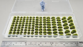 JHT - Tender Green Model Grass Clusters - Self Adhesive Grass Tufts - 5mm height x 8/10mm round, 8x12mm/10x15mm oval base