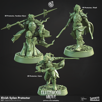 CastnPlay #827 Elvish Sylan Protector (3 Miniatures) - no Base - 32mm