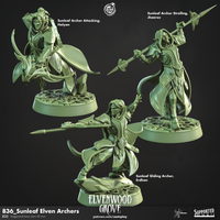 CastnPlay #835 Sunleaf Elven Archers (3 Miniature) - no Base - 32mm