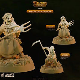 CastnPlay #1114 Halfling Farmers - No Base - 32mm