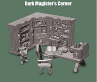 Tiny-Furniture 1211-3p -Dark Magister reading corner. - UNPAINTED