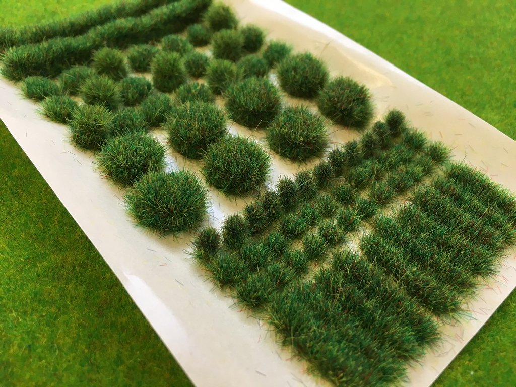 2mm short light green static grass, making tufts pathways