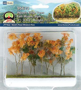 JTT Scenery Products 95623 - HO Scale - Fall Woods Edge Trees 3" - 3.5" 9/pk